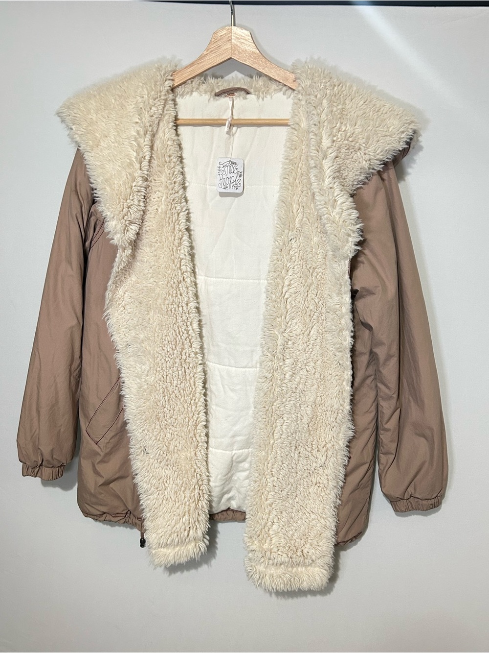 NWT Free People Penny Lane Style Faux Fur Oversized Sherpa Hooded Jacket XS - Picture 2 of 16